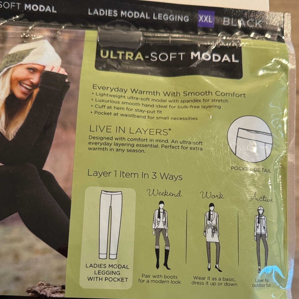 Cuddl Duds WarmLayer Black Ultra Soft Modal Leggings NEW - Picture 4 of 5